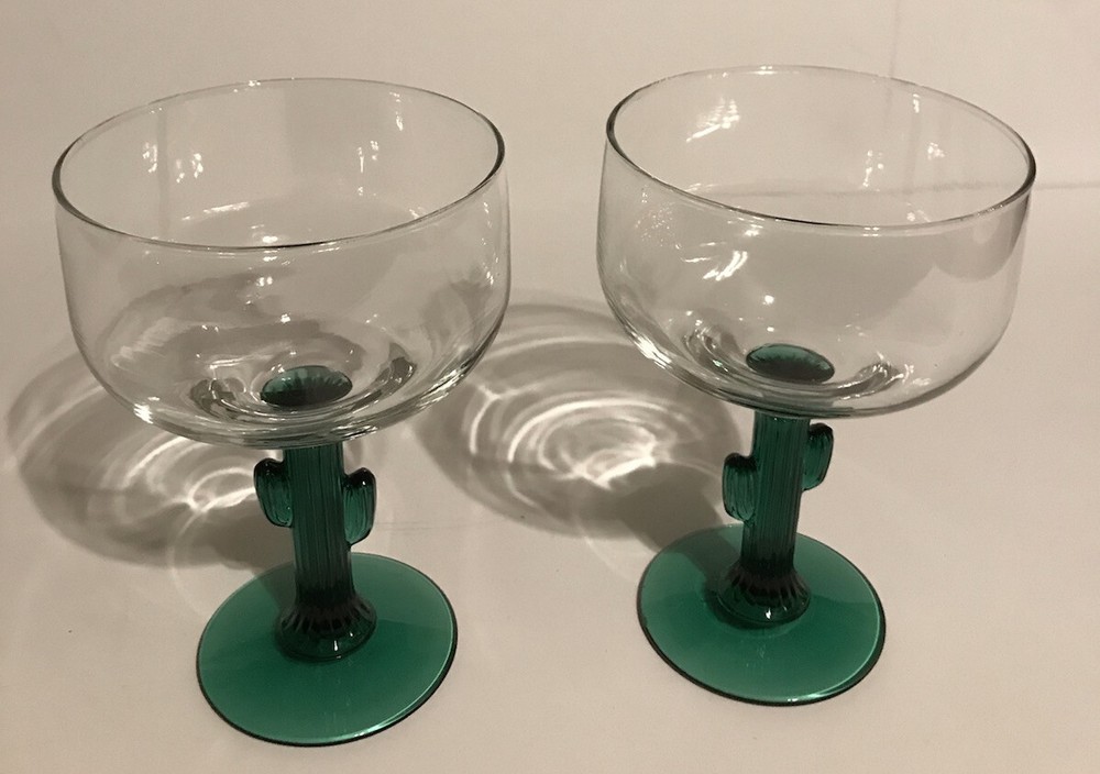 Margarita cactus glasses set of 2 fun stemmed tumblers
