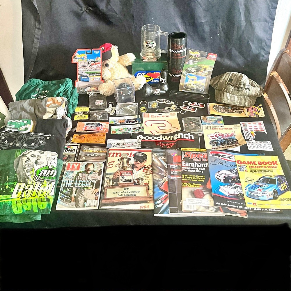 Jeff Gordon NASCAR Memorabilia Lot with Shirts Stubbs Hot Wheels Helmet Sticker Pin Keychain