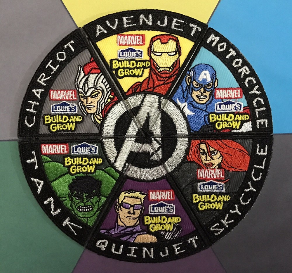 Lowes Build & Grow Marvel Avengers 6 Iron On Patches Matted Art Set