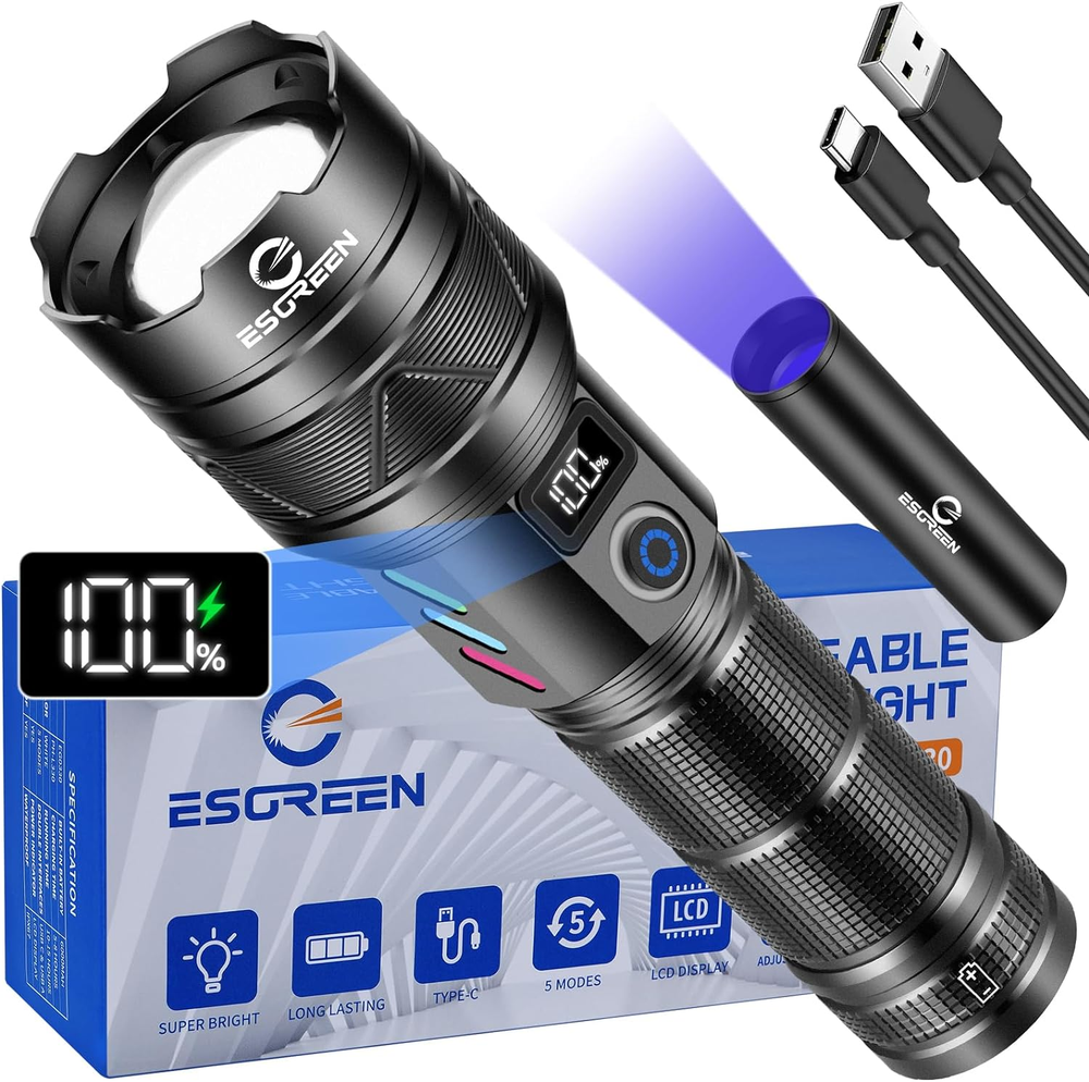 Rechargeable Flashlights 1000000 High Lumens, Long Range 5000Ft, Super Bright LE