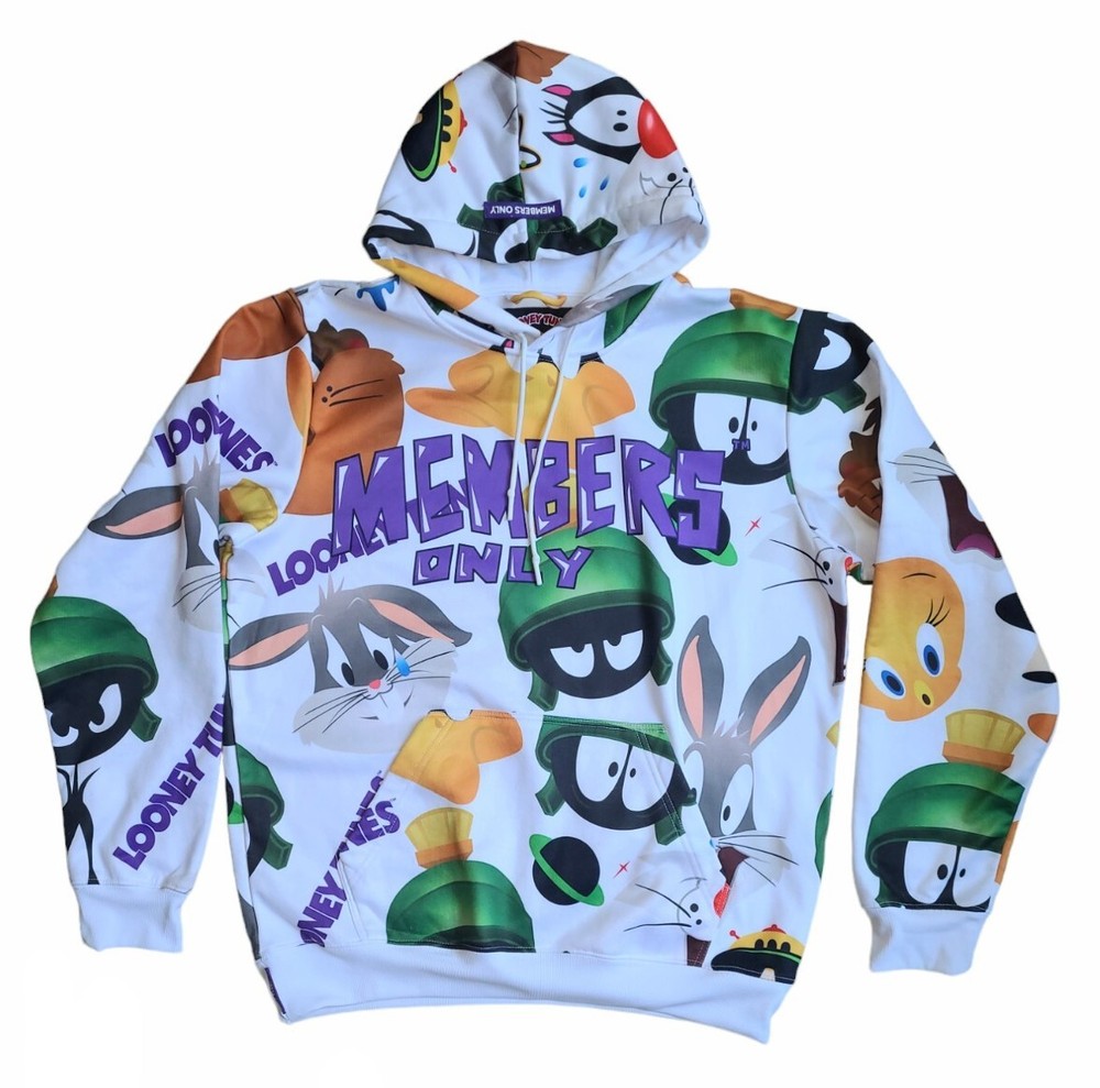 MEMBERS ONLY Looney Tune AOP Hoodie MW080300- White Men's MEDIUM-image