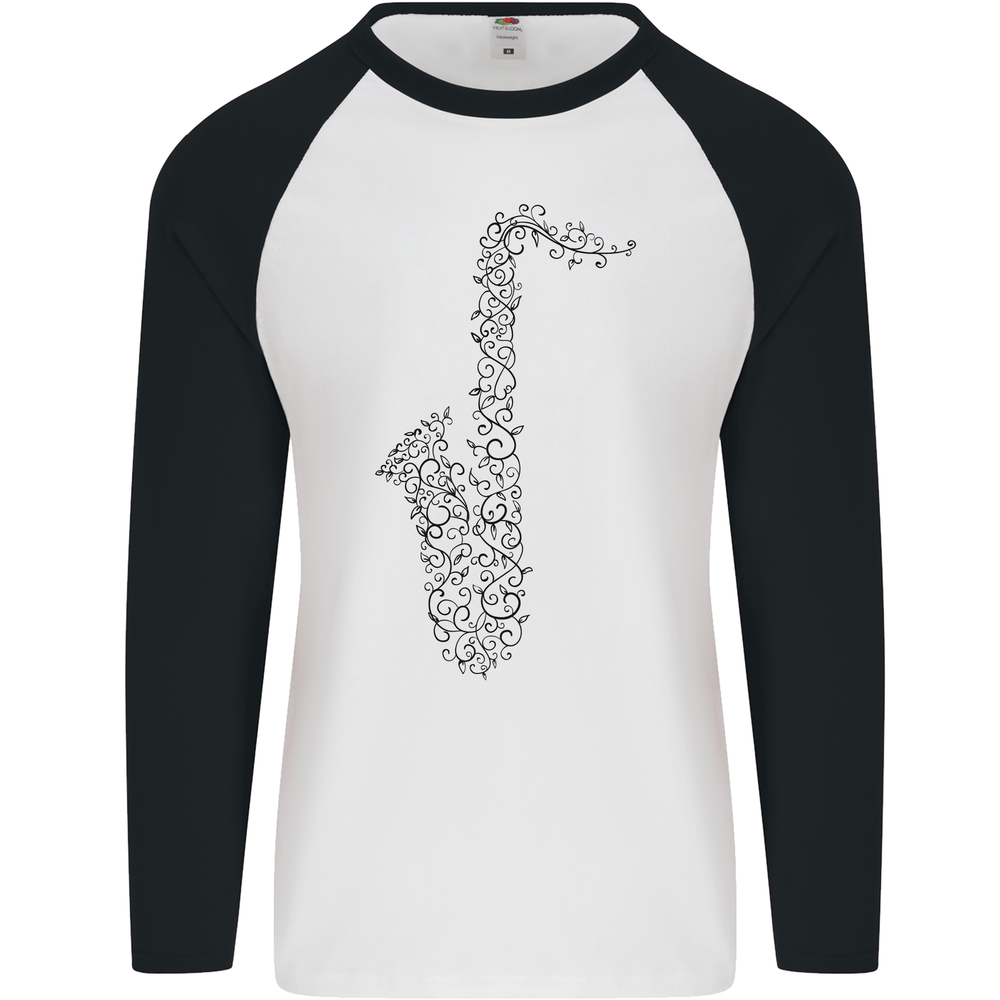 A Saxophone Musical Instrument Brass Band Mens L/S Baseball T-Shirt