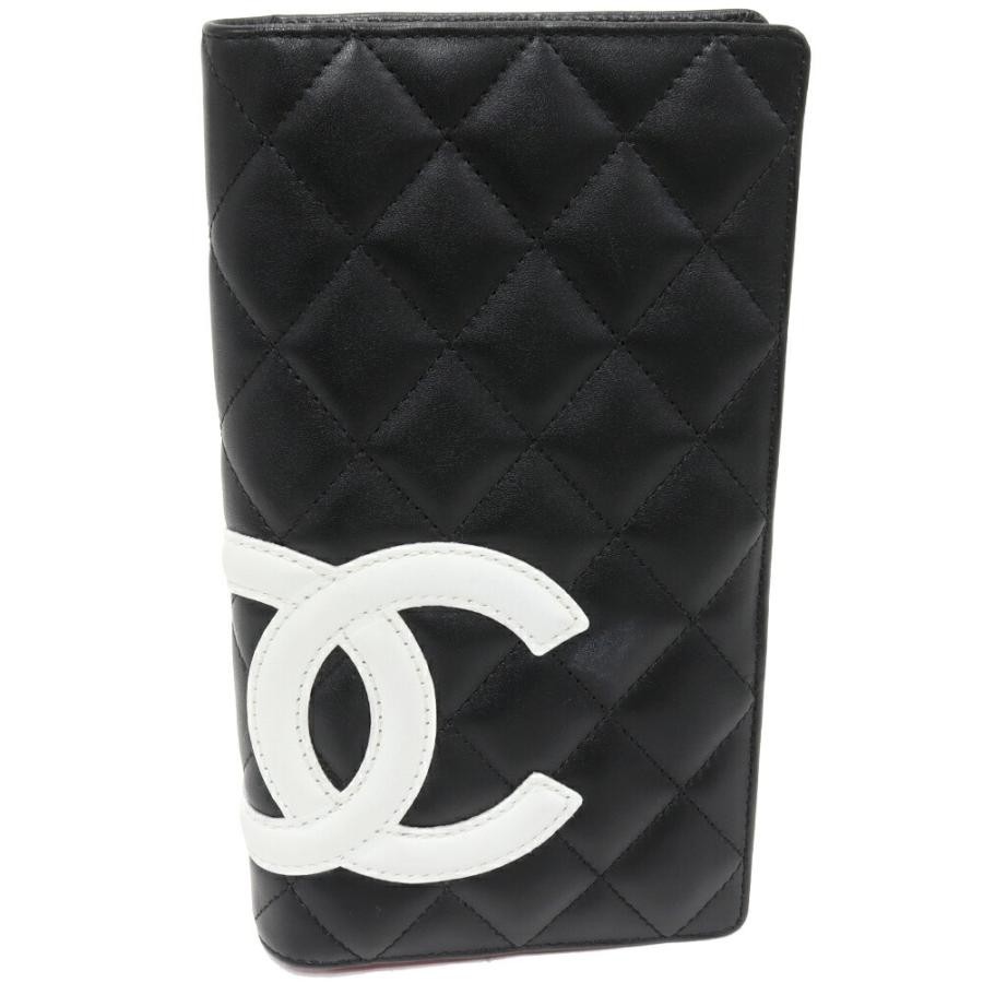 Chanel Black Lambskin Long Round Wallet Cambon Line Coco Mark Auth with Box