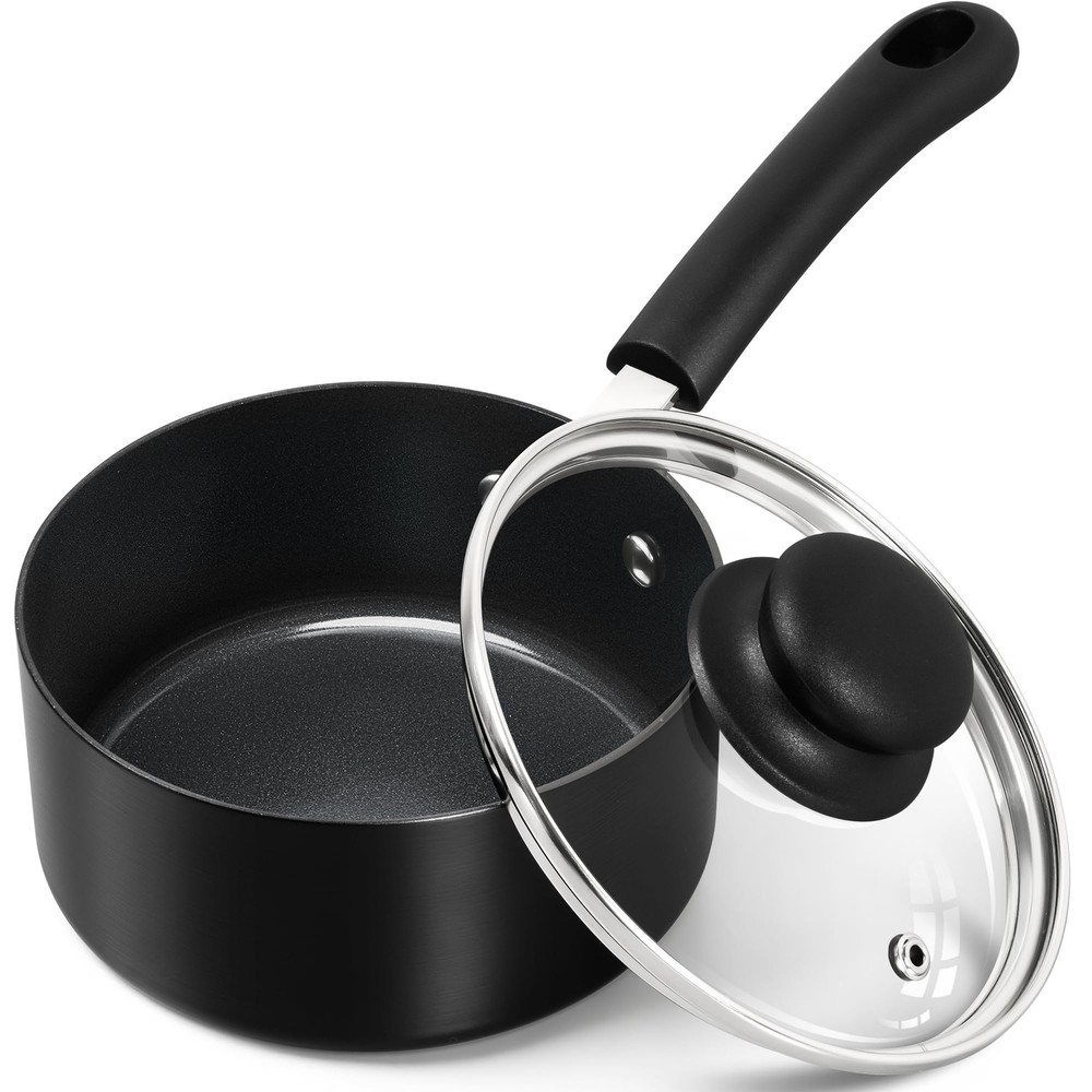 Nonstick 1 Quart Ceramic Saucepan with Lid for Easy Cleaning
