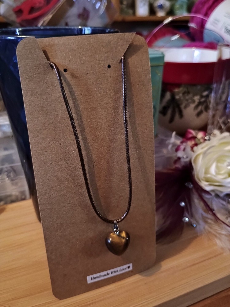 Necklace -Dangle Drop Choker Necklace - Heart Gemstone