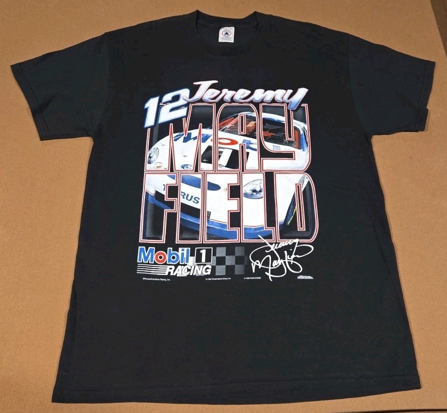 Vintage Jeremy Mayfield Nascar Shirt Mens L 1998 90s Mobil 1 Racing 2 Sided