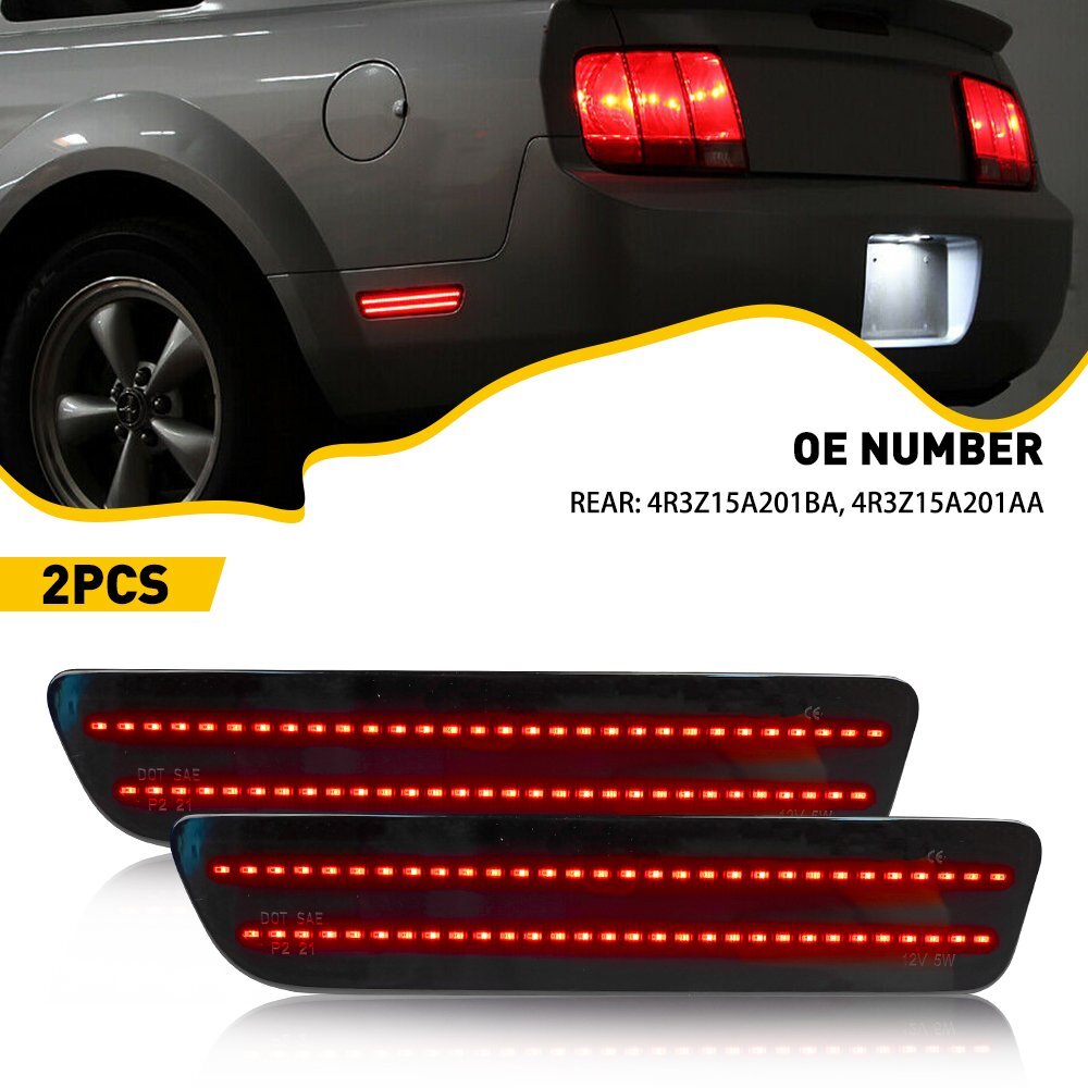 2X AUXITO RED LED REAR SIDE MARKER LAMPS SIGNAL LIGHTS FOR 2005-09 FORD MUSTANG