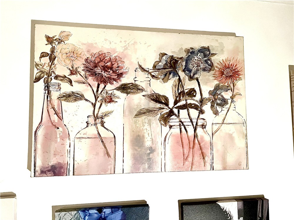 20x26 Flowers In Jars canvas Print- Floral Wall Decore-shabby Chic NIB