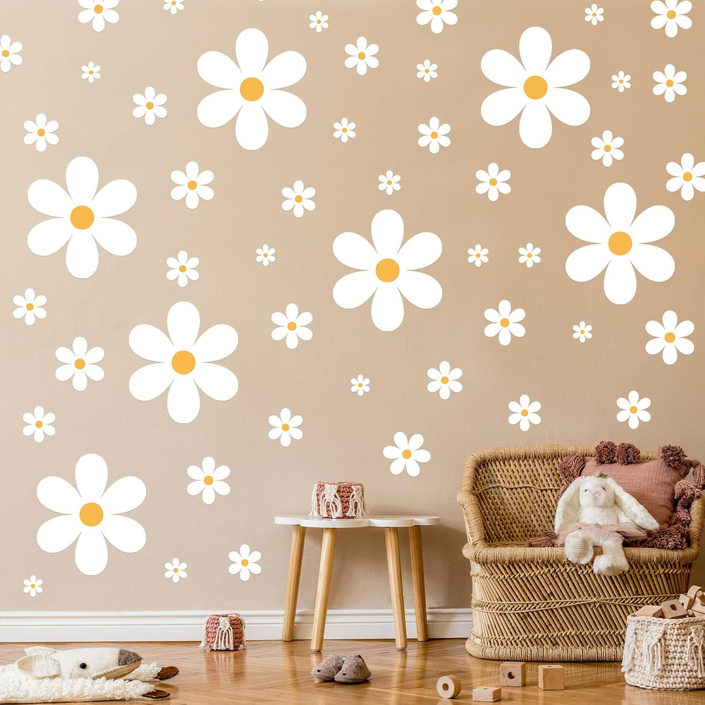 165 Pieces 15 Sheet Large Daisy Wall Decals Daisy Flower Wall Stickers Vinyl Pee