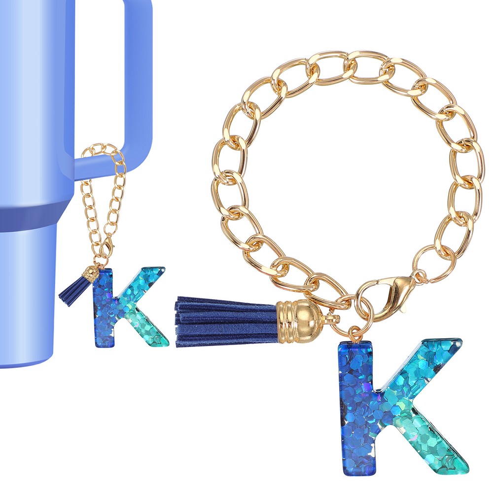 Letter Charm for Stanley Tumbler Cup Initial K Charm Accessories Keychain Blue