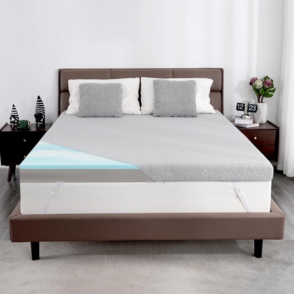 Extra Firm Mattress Topper 4 Inch Queen, Reversible Firm Memory Foam Bed Topp...
