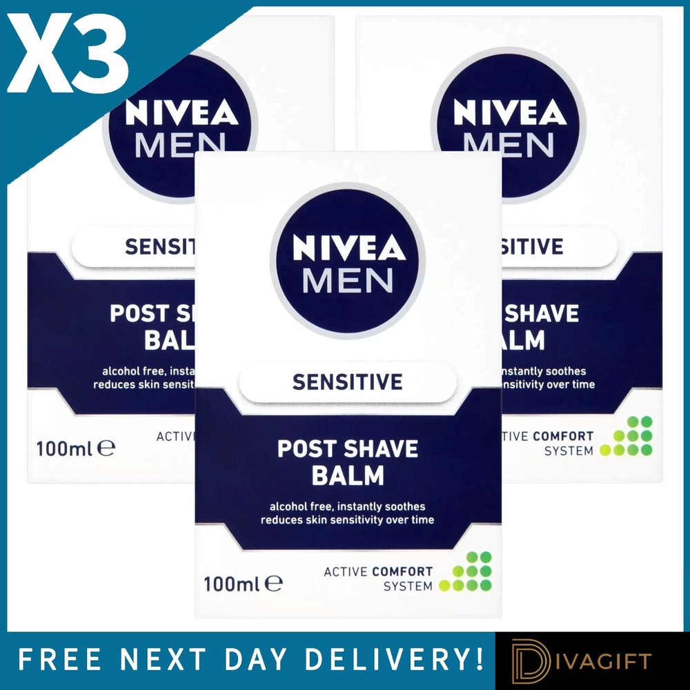 3 x NIVEA MEN SENSITIVE POST AFTER SHAVE BALM 100ML FOR SENSITIVE SKIN NEW