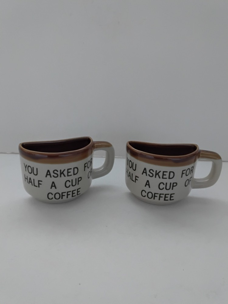 Vintage Ceramic Half Cup Of Coffee Mugs Florida Souvenir Beach Scene Novelty