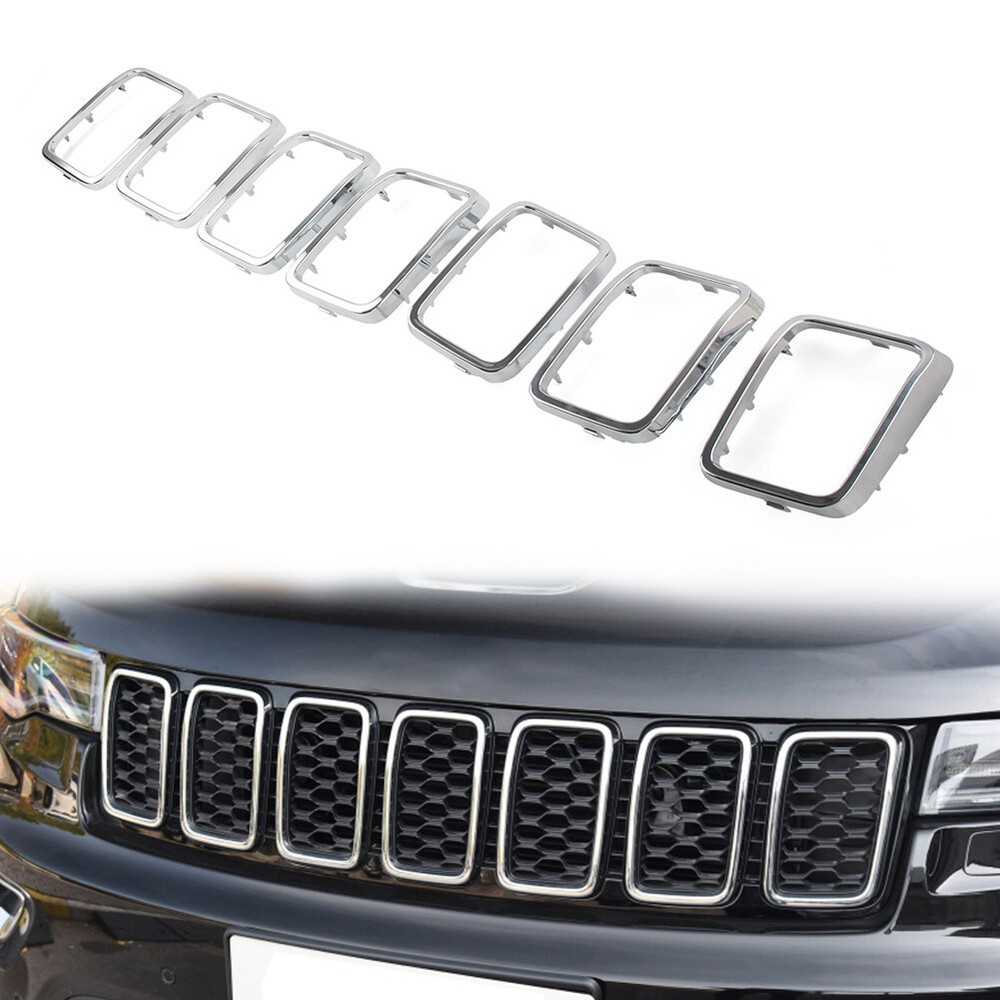 Front Grille Grill Ring Inserts Frame Trim Kit For Jeep Grand Cherokee 2017-2021