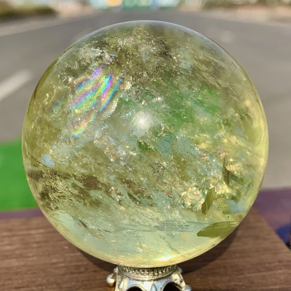 163G Natural Yellow Crystal Quartz Citrine Healing Sphere Mineral Ball