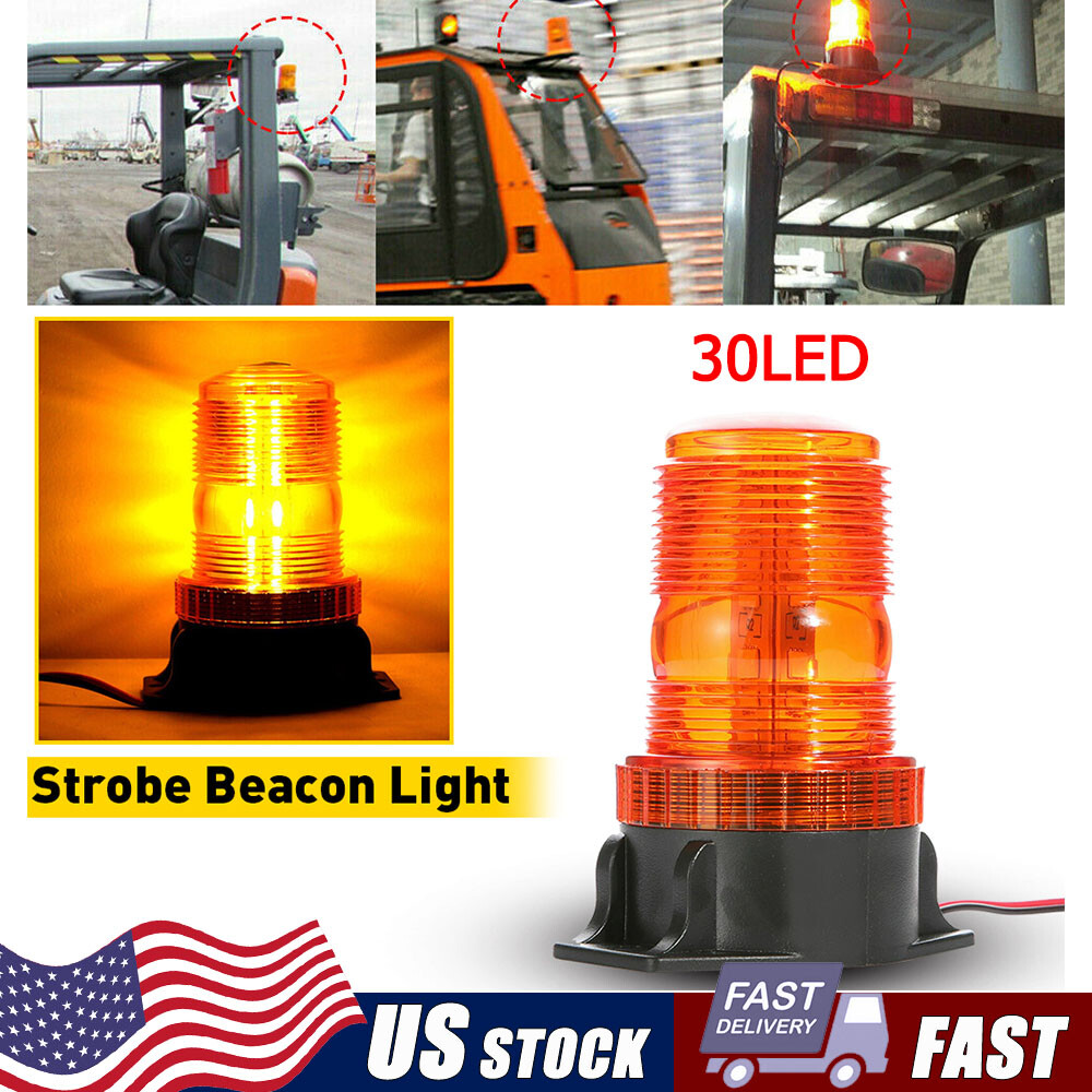30LED Amber Yellow Rotating Strobe Rooftop Light Flash Beacon Warning 12-24V EXS