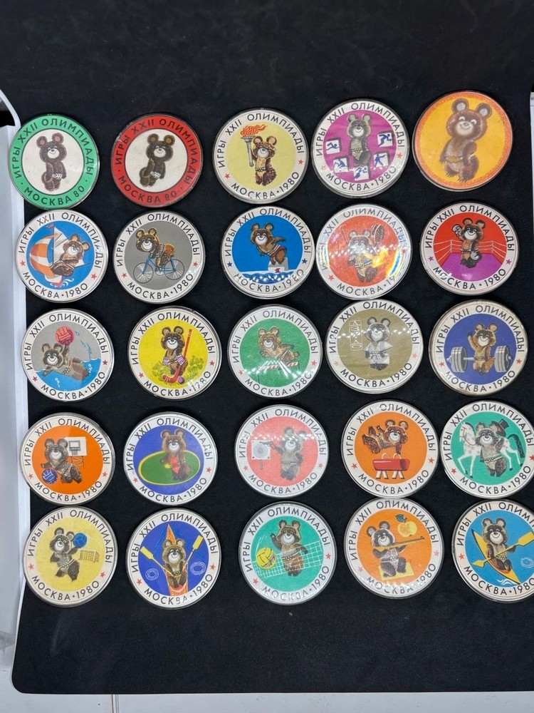 Complete set of 25 USSR badges, symbol of the 1980 Olympics 