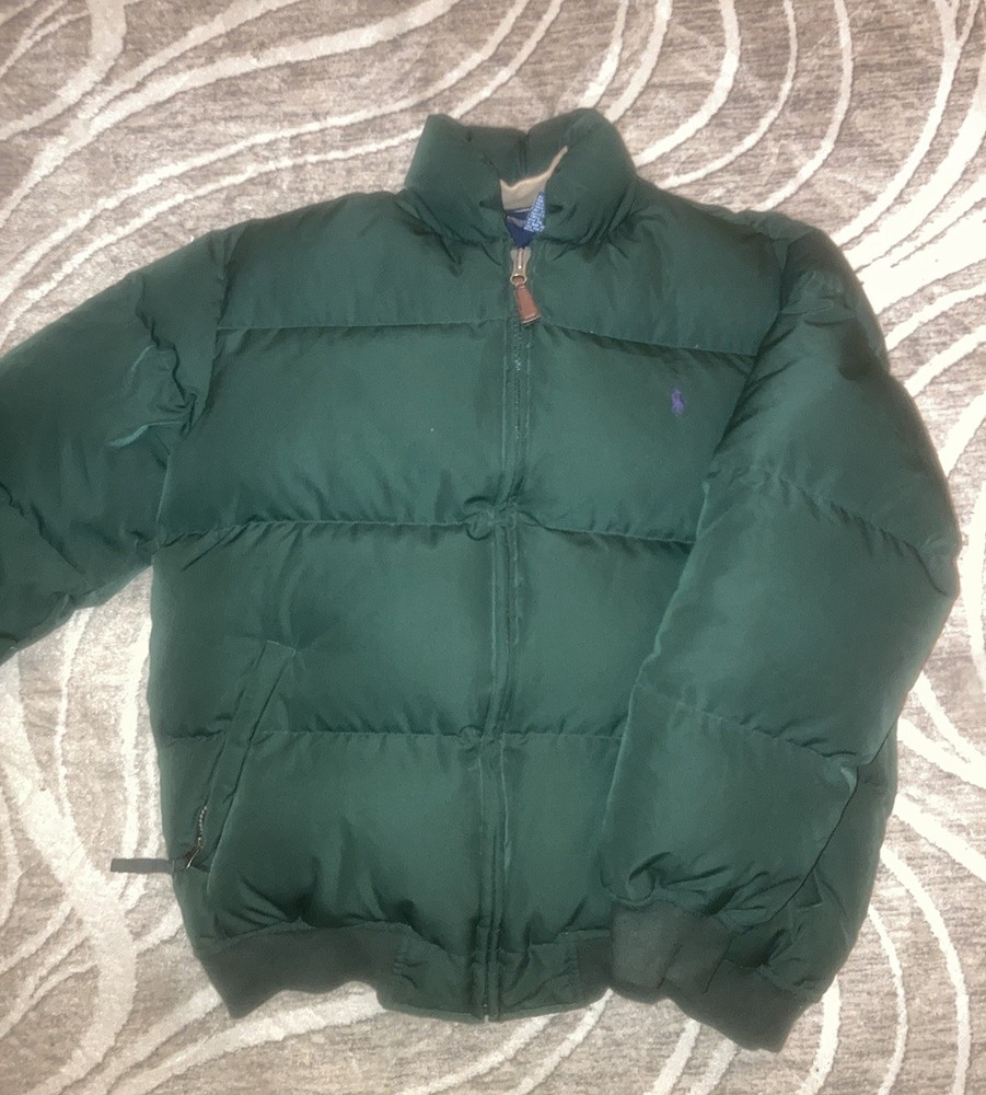 Vintage Polo Ralph Lauren Goose Down Puffer Down Jacket Mens Size Small Green