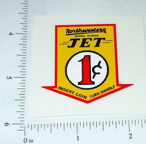 Northwestern 1 Cent Jet Vend Machine Sticker V-43