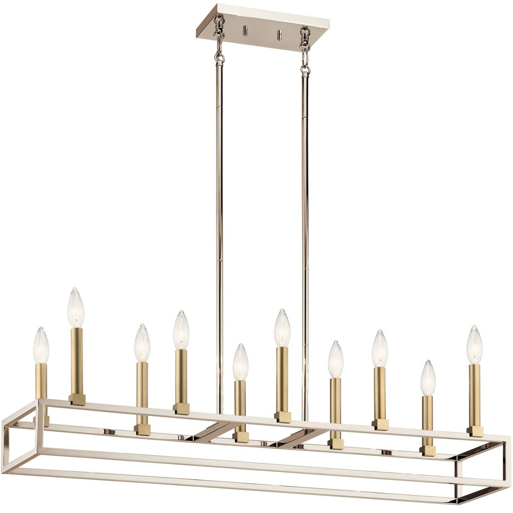 Kichler Finet Linear 10-Light Chandelier in Polished Nickel 44110PN