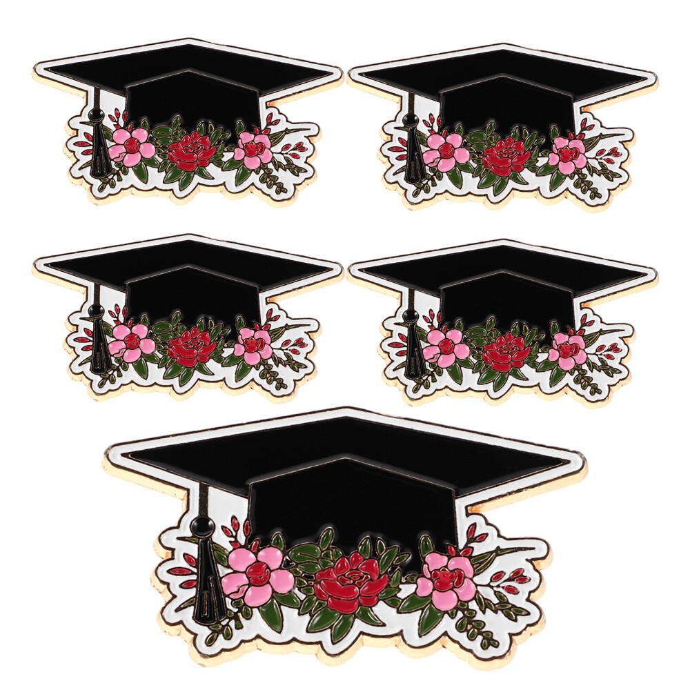 5-Piece Graduation Cap Brooch Pin Set for Party Decoration