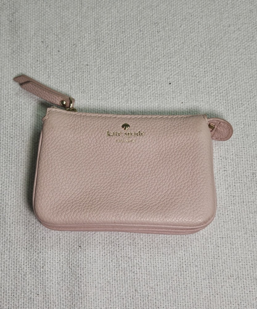 Kate Spade New York Small Zip-Around Wallet Gray Leather Compact