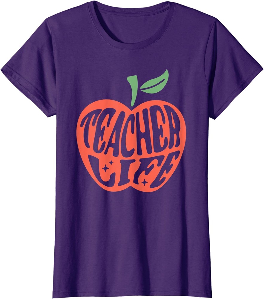 First Day of School Teacher Life Happy Back to School Ladies' Crewneck T-Shirt