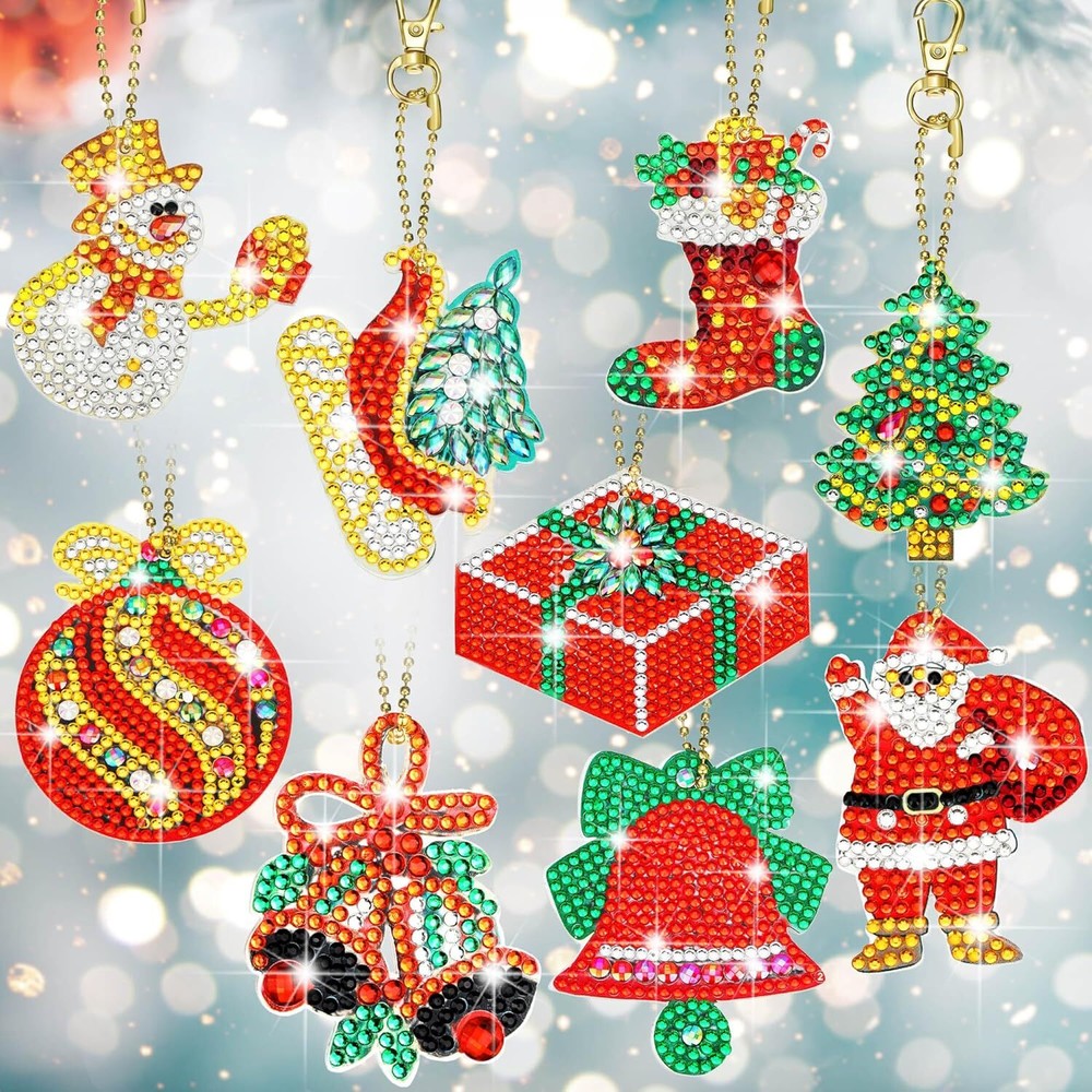 Hicarer 9 Pieces Double Sided Christmas Diamond Art Ornaments 5d DIY...