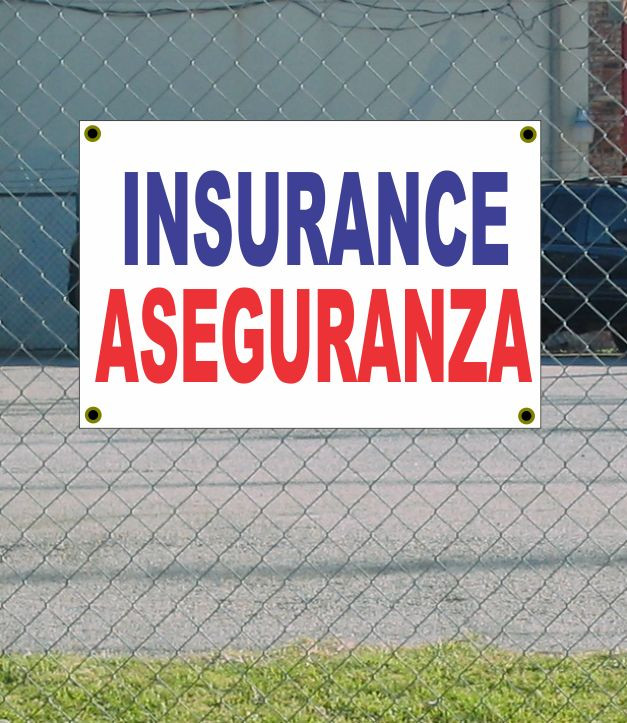 2x3 INSURANCE ASGURANZA Red White Blue Banner Sign Discount Size and Price New