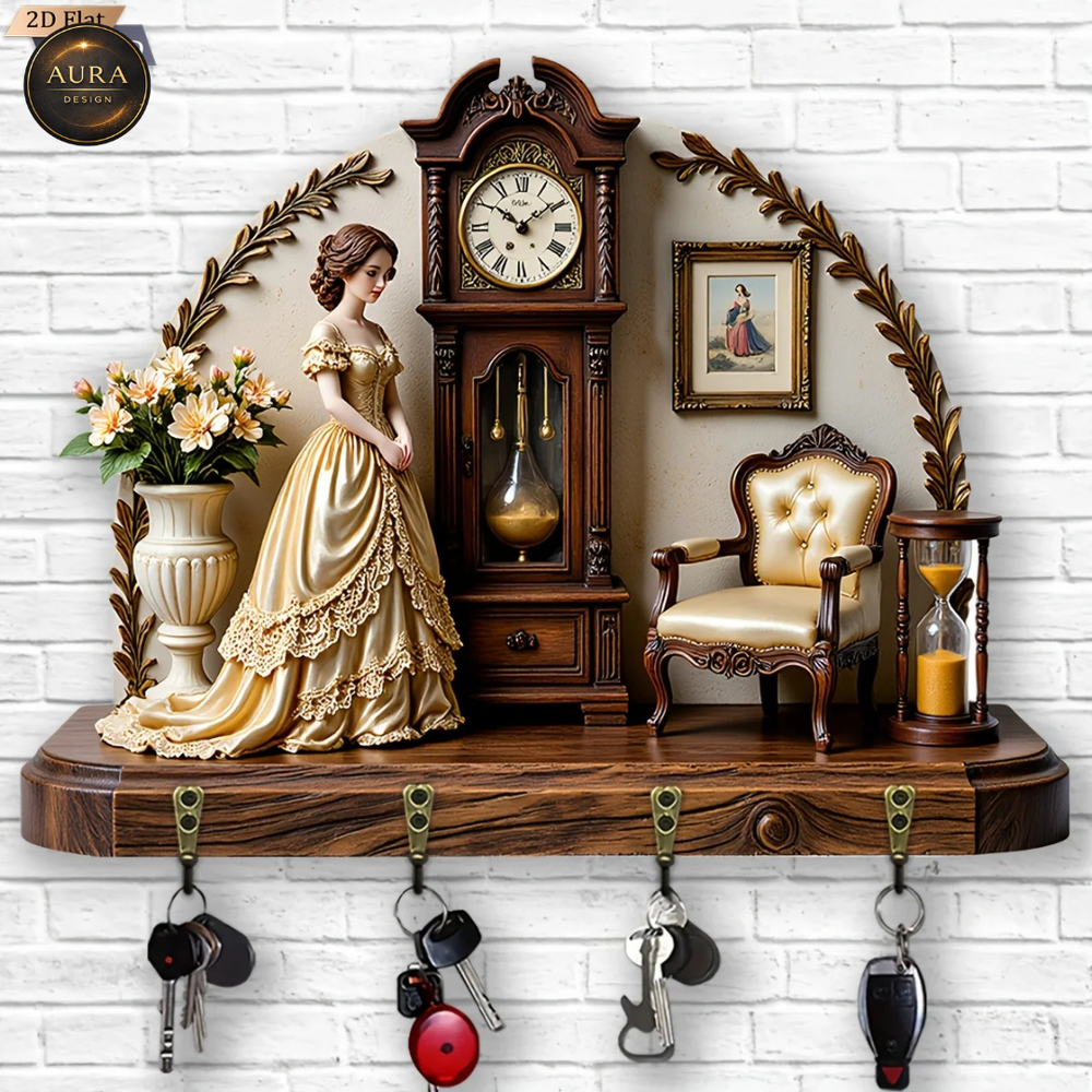 Wall Keychain 30cm - European Court Organizer 2D 4 Hooks Entrance