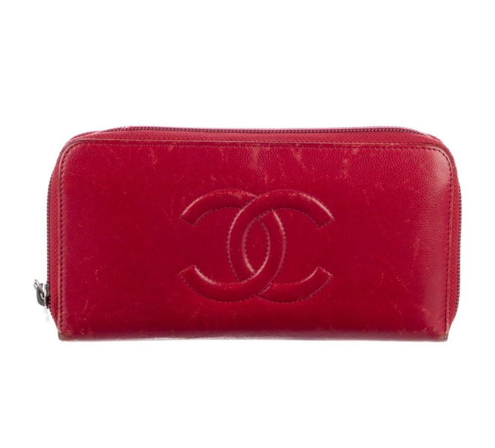 Auth Chanel Timeless CC Zip Continental Wallet Red Leather 2017-2018 Spain