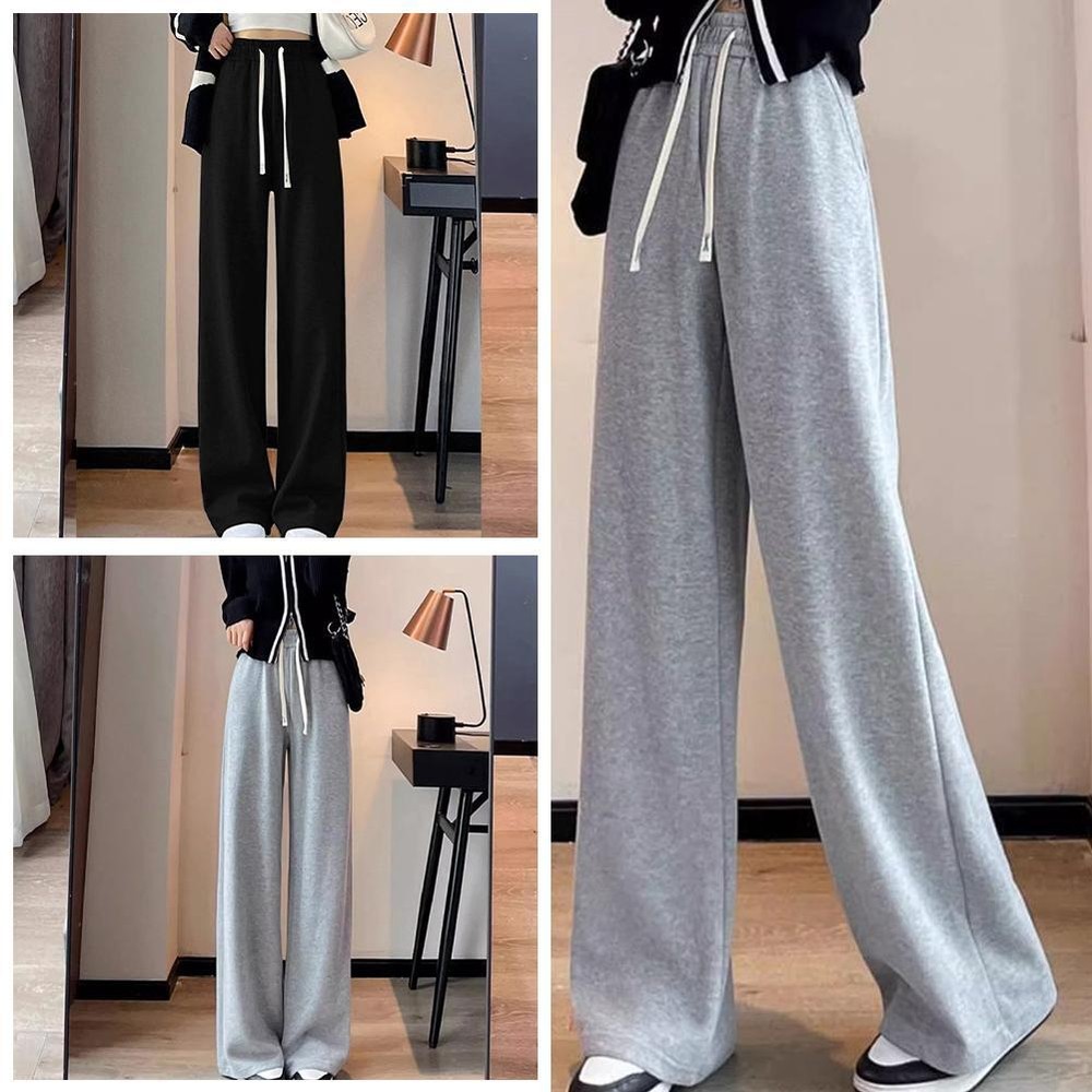 Women Winter Thick Fleece Wide Leg Pants Casual Warm Loose Athletic New U6Q7