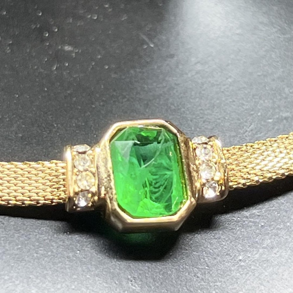 Vintage Christian Dior Gold Green Statement Necklace