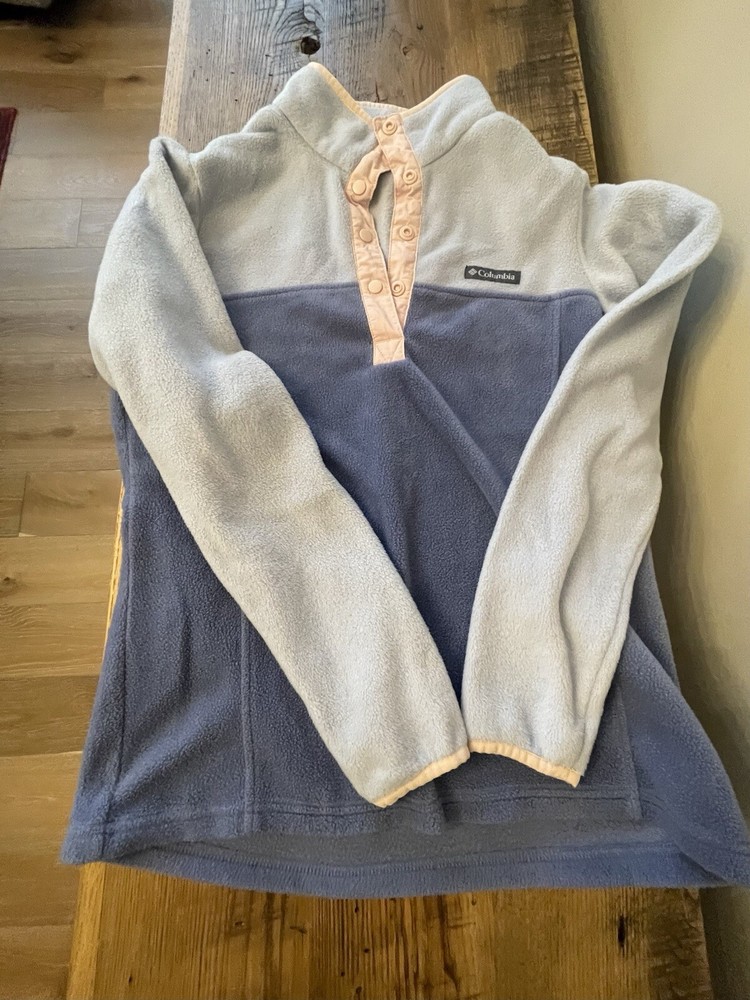 Women's Columbia 1/4 Snap Fleece Pullover Jacket Size S Blue Gray Pink Pre-owned