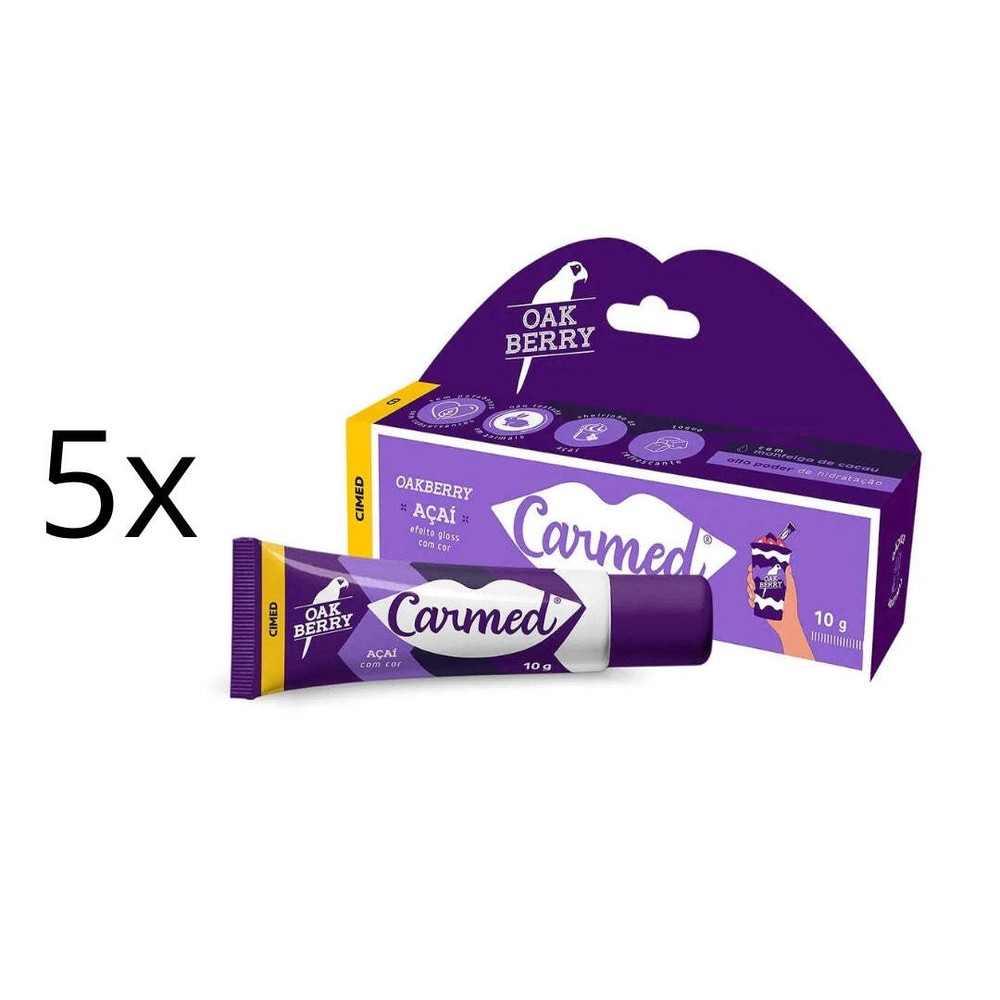 5-Pack Cimed Carmed Oakberry Acai Vegan Lip Gloss Moisturizer 10g