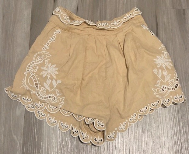Xs Farm Rio khaki embroidered euroflax™ premium linen shorts