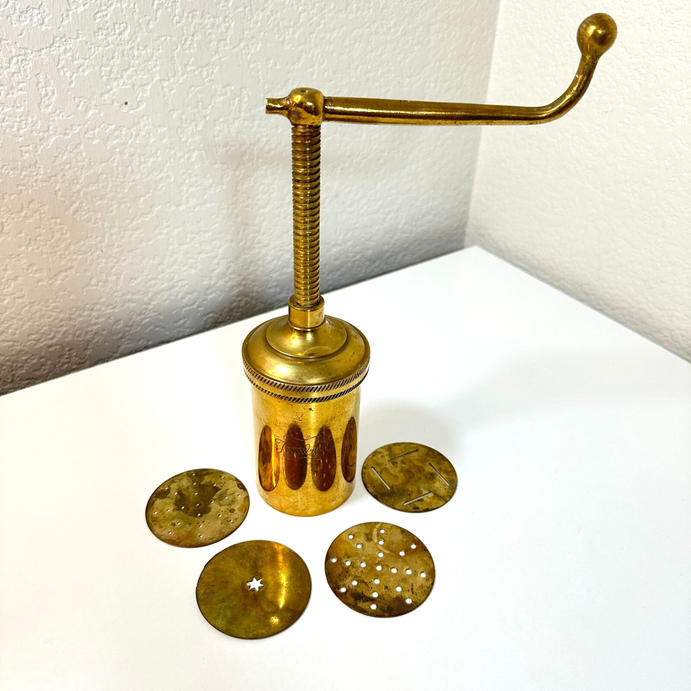 VTG Brass Jamboli #5 Retro Hand Crank Noodle Press Food Mill Kitchen Tool