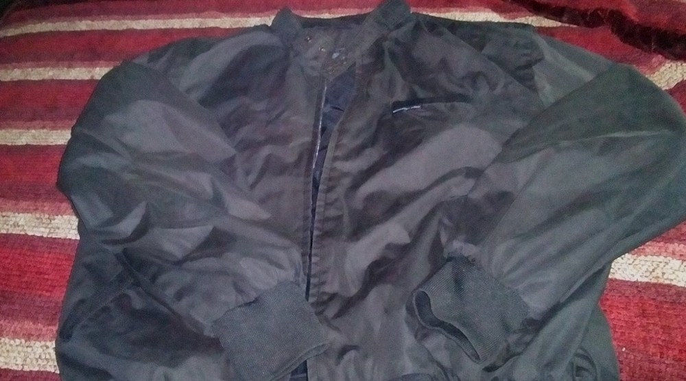 Men's Black Members Only Cafe Racer Bomber Jacket with Zip Lined Strap-image