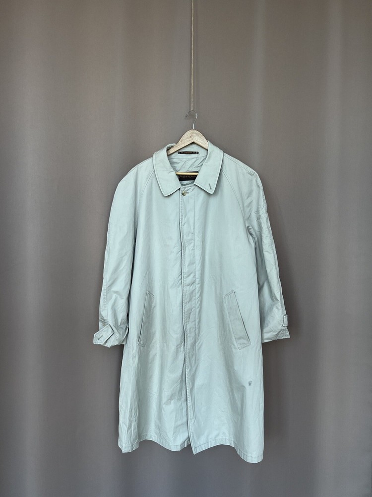 Yves Saint Laurent YSL Trench Mens Vintage Size 54 Gray Spring Coat Long Sleeve