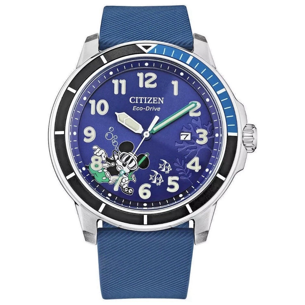 Citizen Men's AW1707-09W Disney Mickey Mouse Scuba Eco-Drive Solar Blue Watch