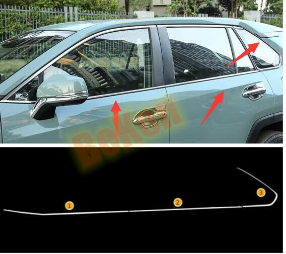 For Toyota RAV4 2019 - 2020 Stainless Steel Car window Bottom strip trim 6PCS