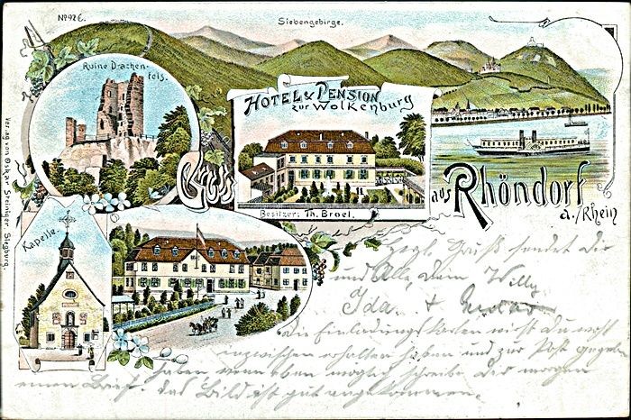 Postcard North Rhine-Westphalia (b246) Rhöndorf a. Rhine 1899 Hotel Wolkenburg