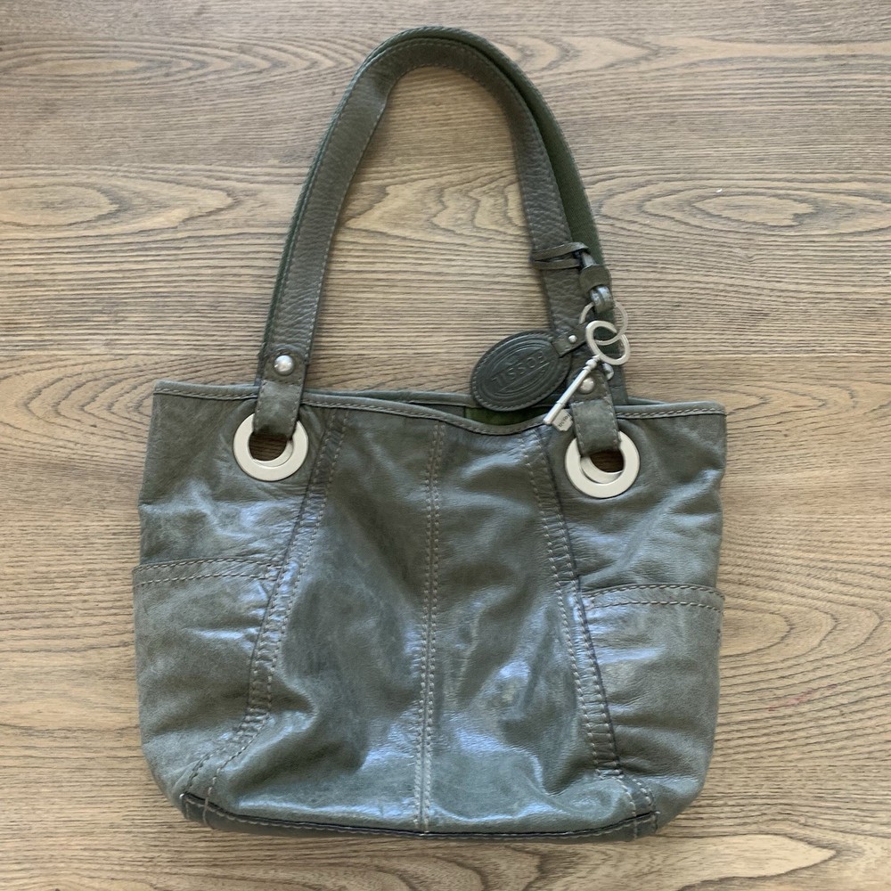 Fossil Leather Vintage Shoulder Purse Handbag Army Green Y2k
