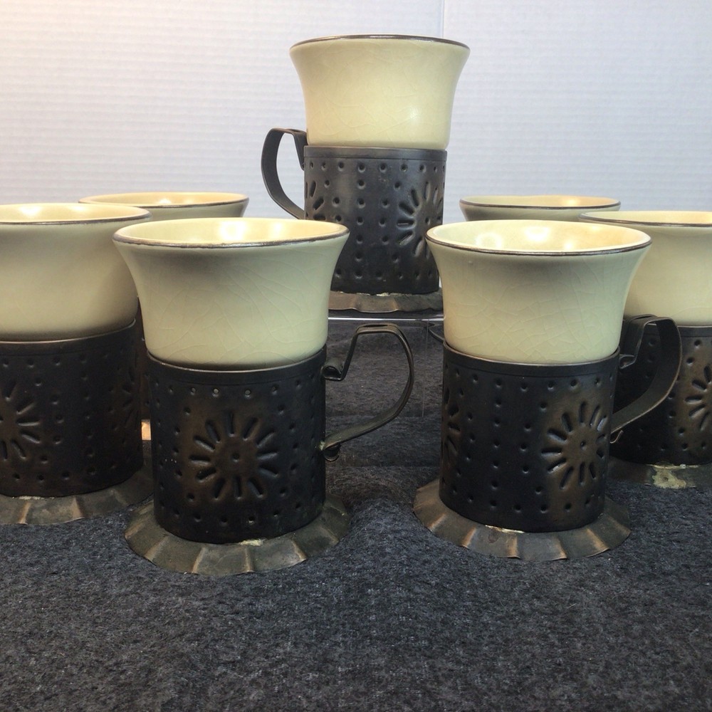 Pfaltzgraff Village Americana Stoneware Set with Copper Cup and Holders, 7-Piece