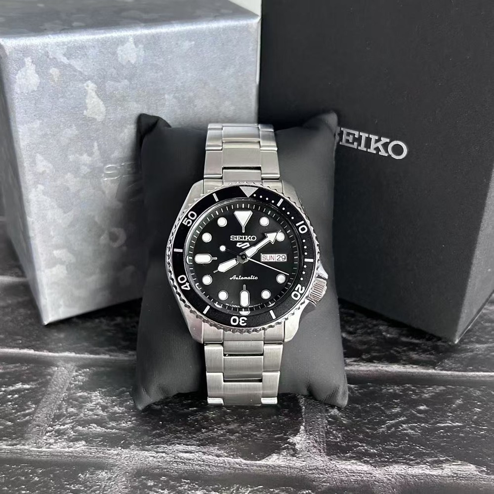 Seiko 5 Sports Automatic Watch Black Dial Stainless Steel SRPD55