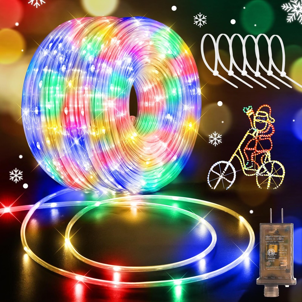 LED Rope Lights 394FT Waterproof Rope Light 1200 LED Flexible Tube Lights Plu...