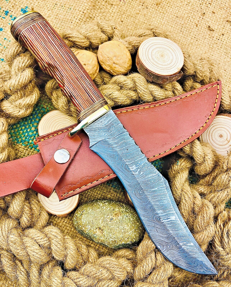 Custom Forged Damascus Steel Hunting Bowie Knife FI 519