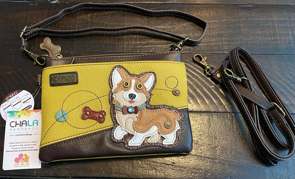 Yellow Corgi Dog Mini Crossbody Phone Purse with Adjustable Strap