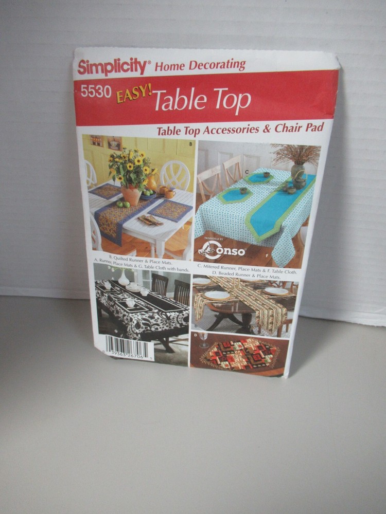 Simplicity Table Accessories Easy Pattern 5530 New Uncut