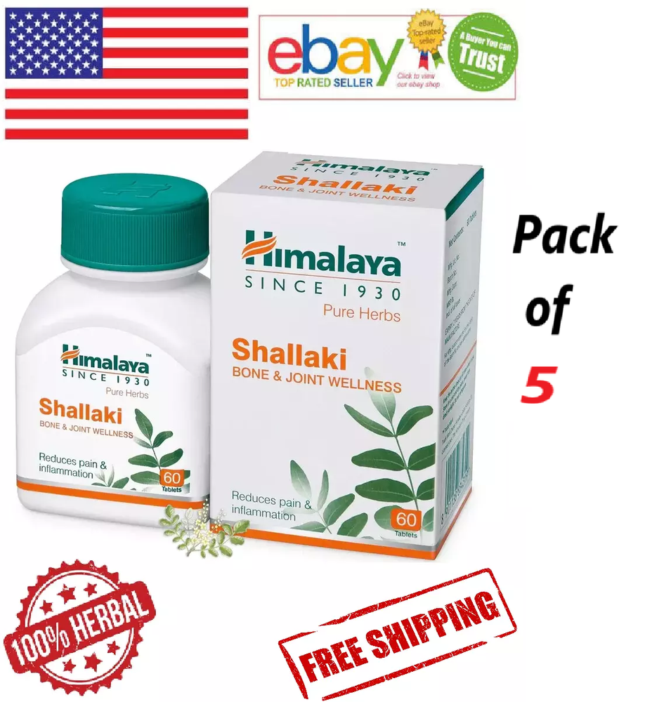 5-Pack Himalaya Shallaki 300 Tabs for Bone & Joint Wellness with Free Shipping
